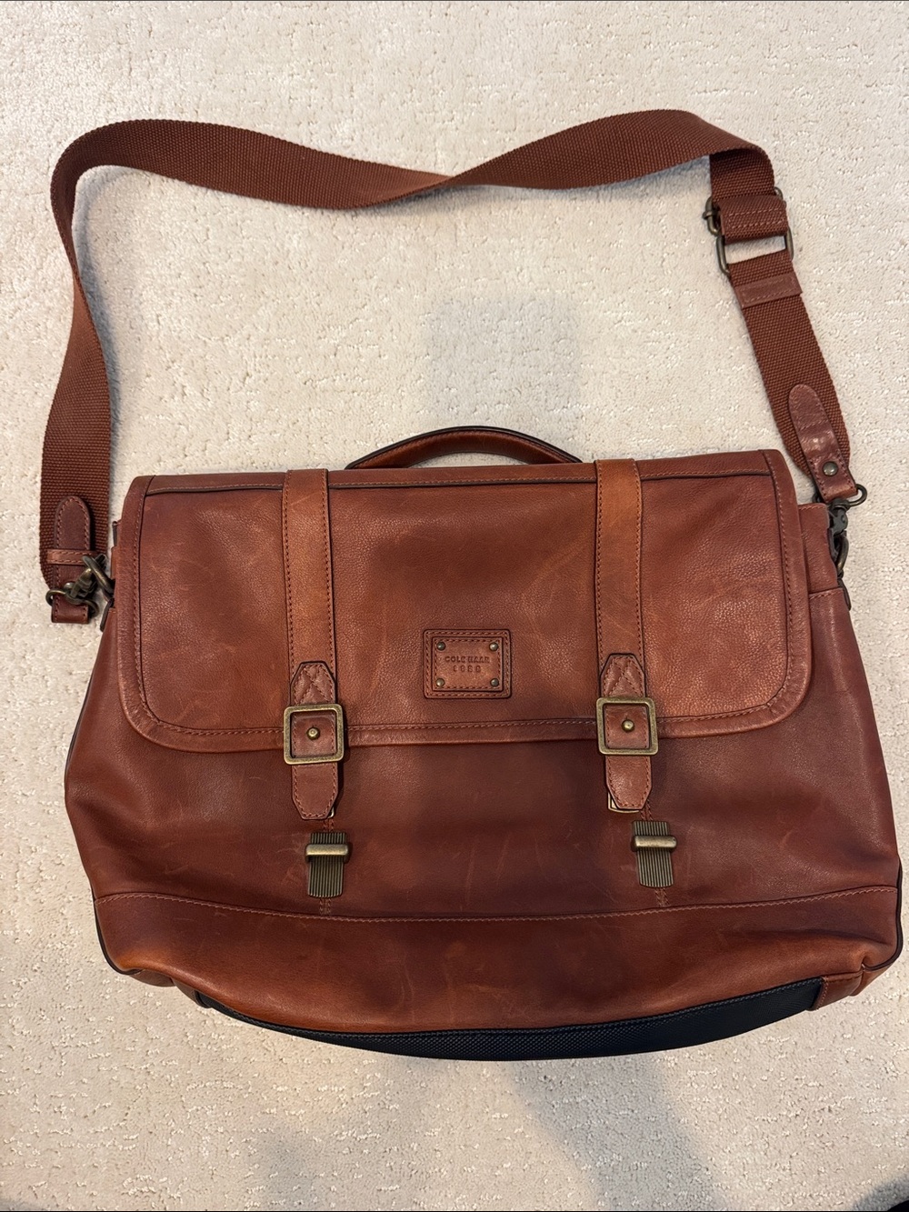 Vintage Men's Brown Leather Messenger Bag - Classic Briefcase Style